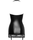 Noir Handmade juoda matinė mini suknelė su nėriniais ir laikikliais kojinėms