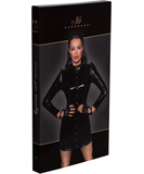 Noir Handmade melna lakādas minikleita ar garām piedurknēm