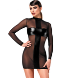 Noir Handmade Kink Royal F369 melna caurspīdīga minikleita