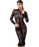 Noir Handmade Kink Royal F376 melna mežģīņu kleita