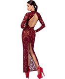 Noir Handmade Kink Royal F383 burgundy sheer mesh dress