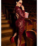 Noir Handmade Kink Royal F383 бордовое узорчатое платье