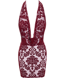 Noir Handmade Kink Royal F385 burgundy sheer mesh mini dress