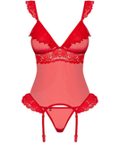 Obsessive Red Sheer Mesh Basque with String