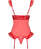 Obsessive Red Sheer Mesh Basque with String