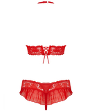 Obsessive red two-piece lingerie set with frills