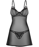 Obsessive Euridia juodi permatomo tinklelio apatiniai marškiniai