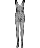 Obsessive black net crotchless bodystocking