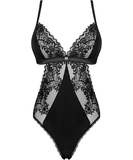 Obsessive Maderris black bodysuit with lace inserts