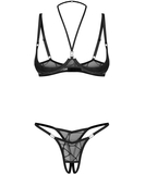 Obsessive Olianna juodų atvirų apatinių komplektas