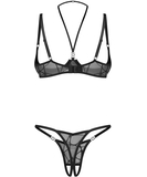 Obsessive Olianna juodų atvirų apatinių komplektas