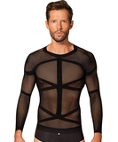 Obsessive black net tight shirt with sleeves