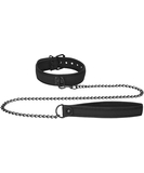 Ouch! black neoprene collar with chain leash