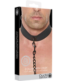 Ouch! black neoprene collar with chain leash