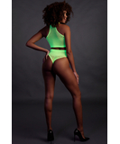 Ouch! Glow neon green net crop top & briefs