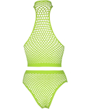 Ouch! Glow neon green net crop top & briefs