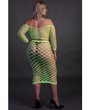 Ouch! Glow neon green net crop top & skirt