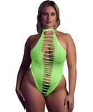 Ouch! Glow neon green net crotchless bodysuit