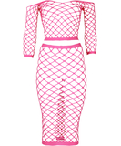 Ouch! Glow neon pink net crop top & skirt