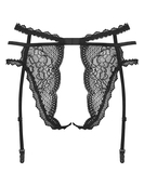 Obsessive Pearlove black crotchless suspender thong