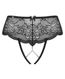 Obsessive Pearlove black lace crotchless thong