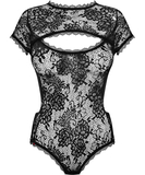 Obsessive Peonesia black lace bodysuit with cutouts