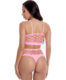 Pink Lipstick Neon Dreams net lingerie set