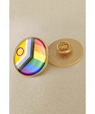 Rainbow Pride LGBT progress flag gloss enamel round lapel pin