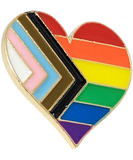 Rainbow Pride progress flag enamel lapel pin Heart