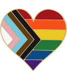 Rainbow Pride progress flag enamel lapel pin Heart