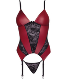 Cottelli Lingerie red basque with black lace inserts