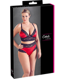 Cottelli Lingerie red satin lingerie set with black lace