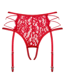 Obsessive Rediosa red crotchless suspender thong