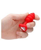 Shots Toys Ribbed Jewel Heart Plug Small