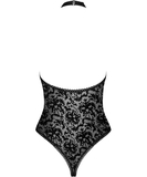 Obsessive Softily black mesh bodysuit with flock pattern