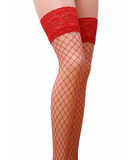 Passion red net hold-up stockings