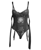 Subblime black lace bodysuit with wrist restraints