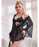 Subblime Nareena musta läpinäkyvä seksikäs aamutakki