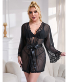 Subblime Nareena musta läpinäkyvä seksikäs aamutakki