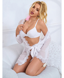 Subblime Valgella valkoinen läpinäkyvä seksikäs aamutakki