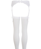 NO:XQSE baltas nėriniuotas diržas su kojinėmis