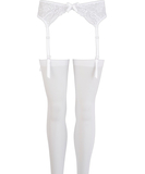 NO:XQSE baltas nėriniuotas diržas su kojinėmis