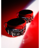 Zado red & black leather wrist cuffs