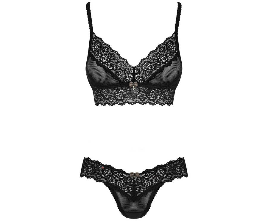 Obsessive Black Lace Two Piece Lingerie Set Sexystyleeu