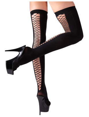 Cottelli Lingerie opaque hold-up stockings with diamond net