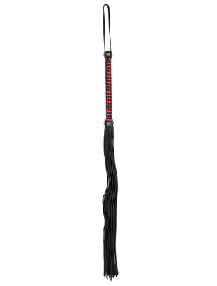 Zado leather whip with black & red weaved handle