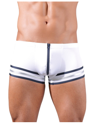 Svenjoyment white sailors-style trunks with zipper