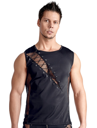 Svenjoyment black muscle shirt with lacing and mesh