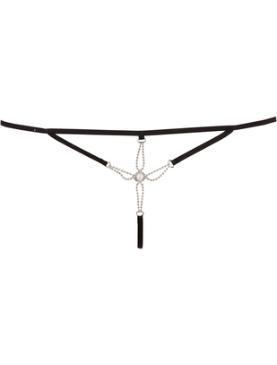 Cottelli Lingerie black string with pearl decoration