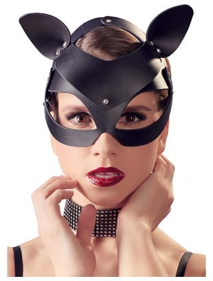 Bad Kitty black faux leather cat mask